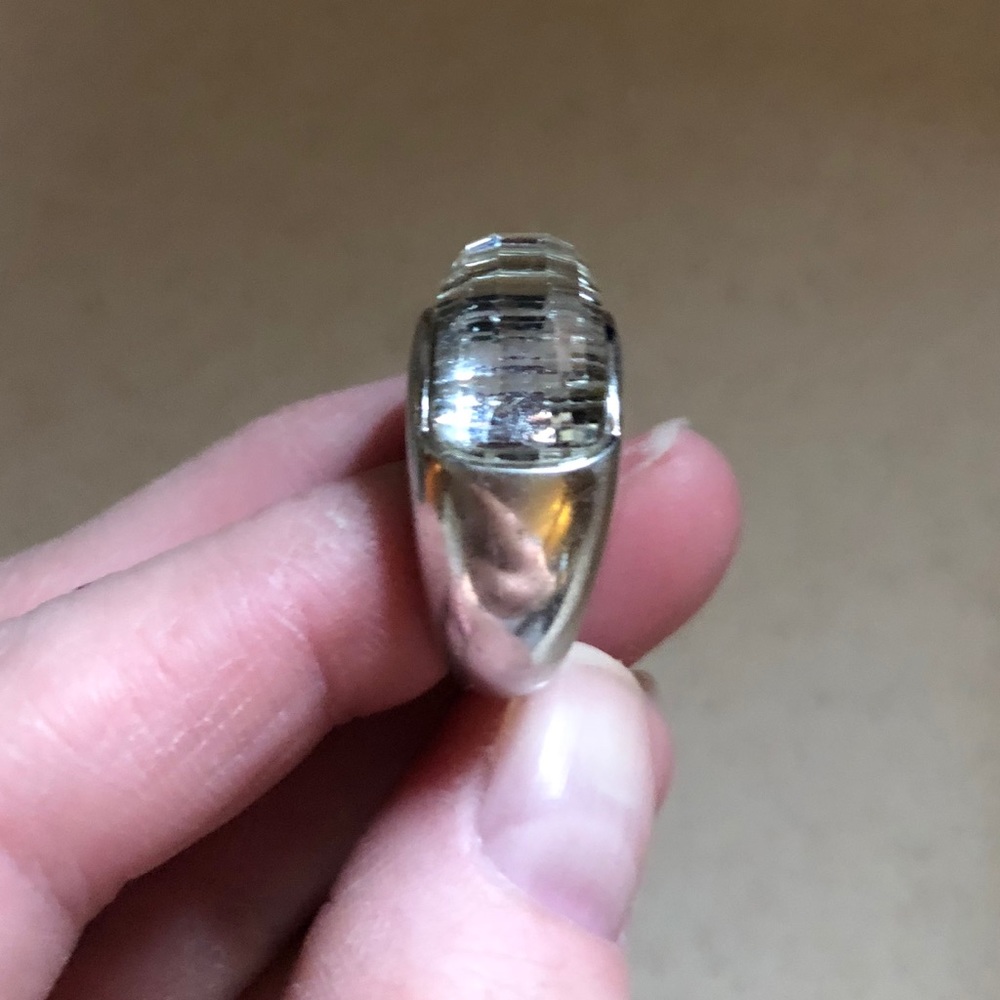 SWAROVSKI dome ring RARE! Solid 925,white Chrystal